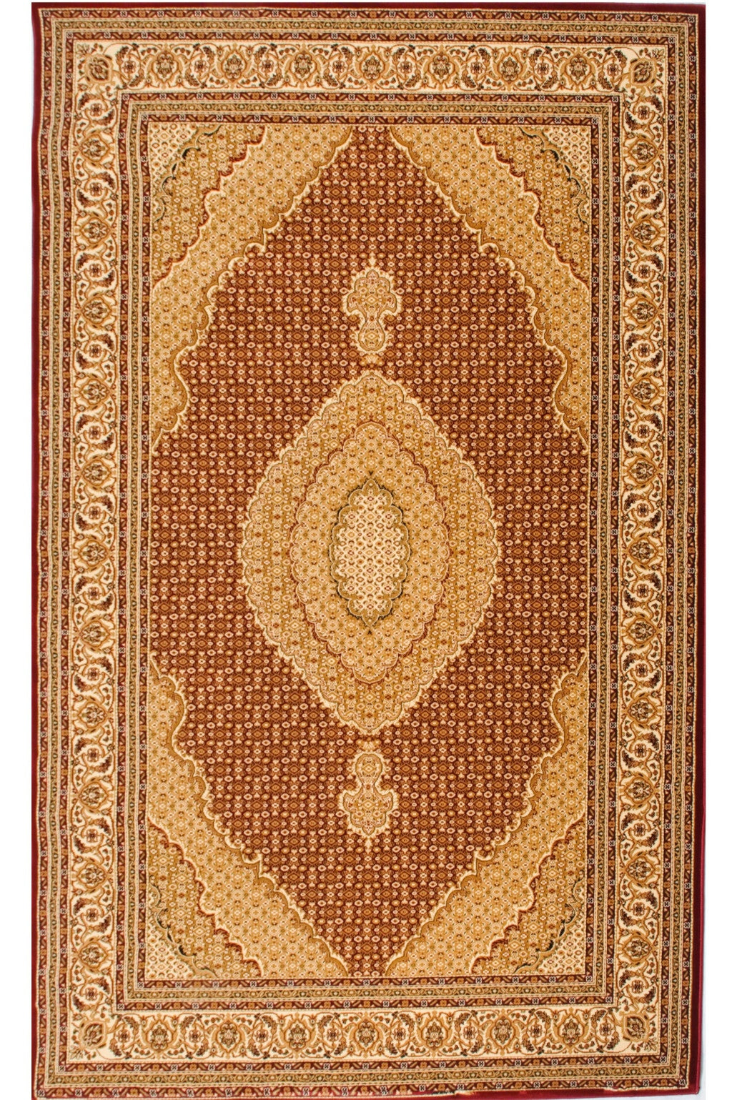 10' X 13' Beige and Red Oriental Washable Non Skid Area Rug