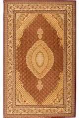10' X 13' Beige and Red Oriental Washable Non Skid Area Rug