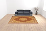 10' X 13' Beige and Red Oriental Washable Non Skid Area Rug