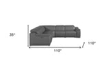 Gray Italian Leather Power Reclining U Shaped Five Piece Corner Sectional With Console