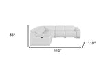 White Italian Leather Power Reclining L Shaped Five Piece Corner Sectional