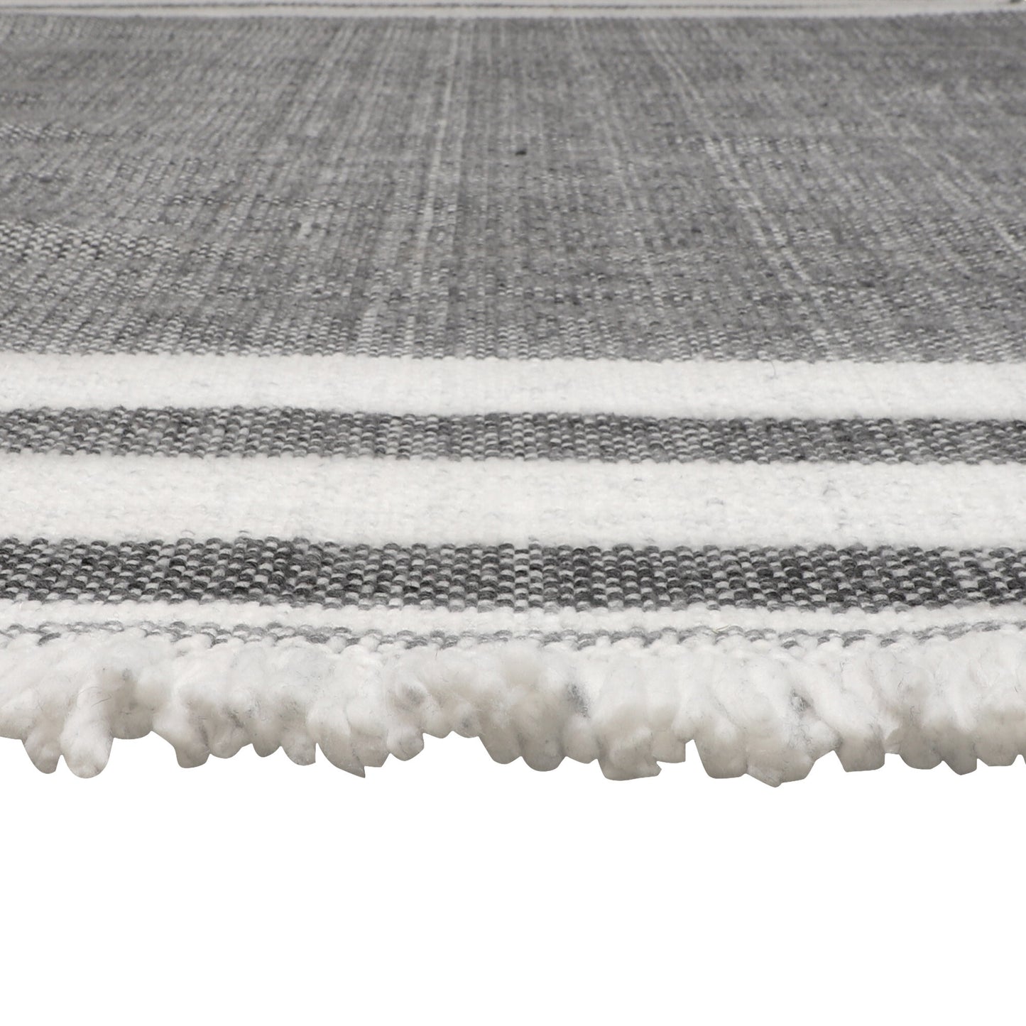 9' X 12' Gray Striped Handmade Stain Resistant Non Skid Indoor Outdoor Area Rug