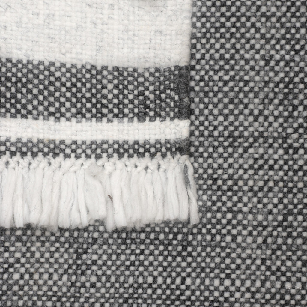 9' X 12' Gray Striped Handmade Stain Resistant Non Skid Indoor Outdoor Area Rug