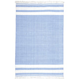 9' X 12' Blue Striped Handmade Stain Resistant Non Skid Indoor Outdoor Area Rug