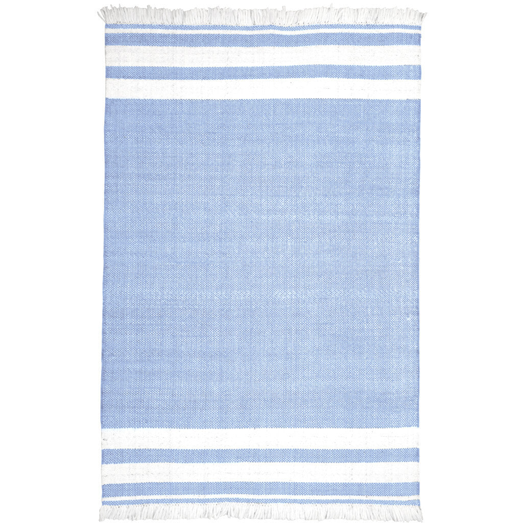 9' X 12' Blue Striped Handmade Stain Resistant Non Skid Indoor Outdoor Area Rug