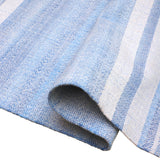 9' X 12' Blue Striped Handmade Stain Resistant Non Skid Indoor Outdoor Area Rug