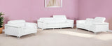 White Top Grain Leather Five Person Seating Set