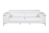 Two Piece Indoor White Italian Leather Five Person Seating Set