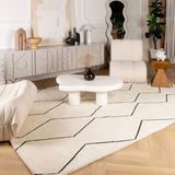 8' X 11' Beige and Black Geometric Power Loom Distressed Non Skid Area Rug