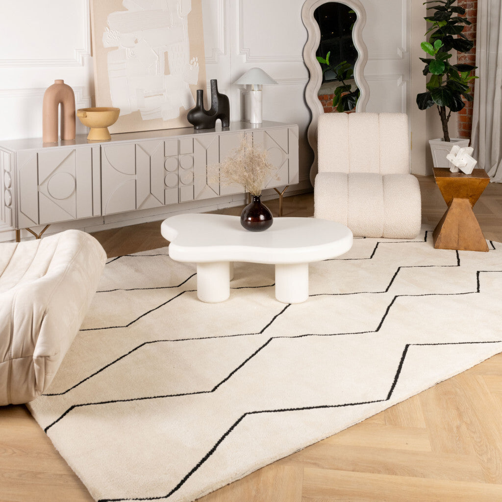 8' X 11' Beige and Black Geometric Power Loom Distressed Non Skid Area Rug