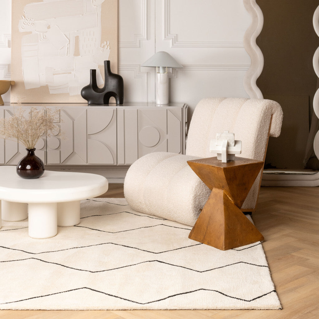 8' X 11' Beige and Black Geometric Power Loom Distressed Non Skid Area Rug
