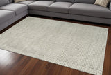 8' X 11' Beige and Black Checkered Power Loom Distressed Area Rug
