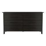 59" Black Six Drawer Double Dresser