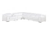 White Italian leather 3 power reclining seats L shaped Seven Piece Corner Sectional With Console