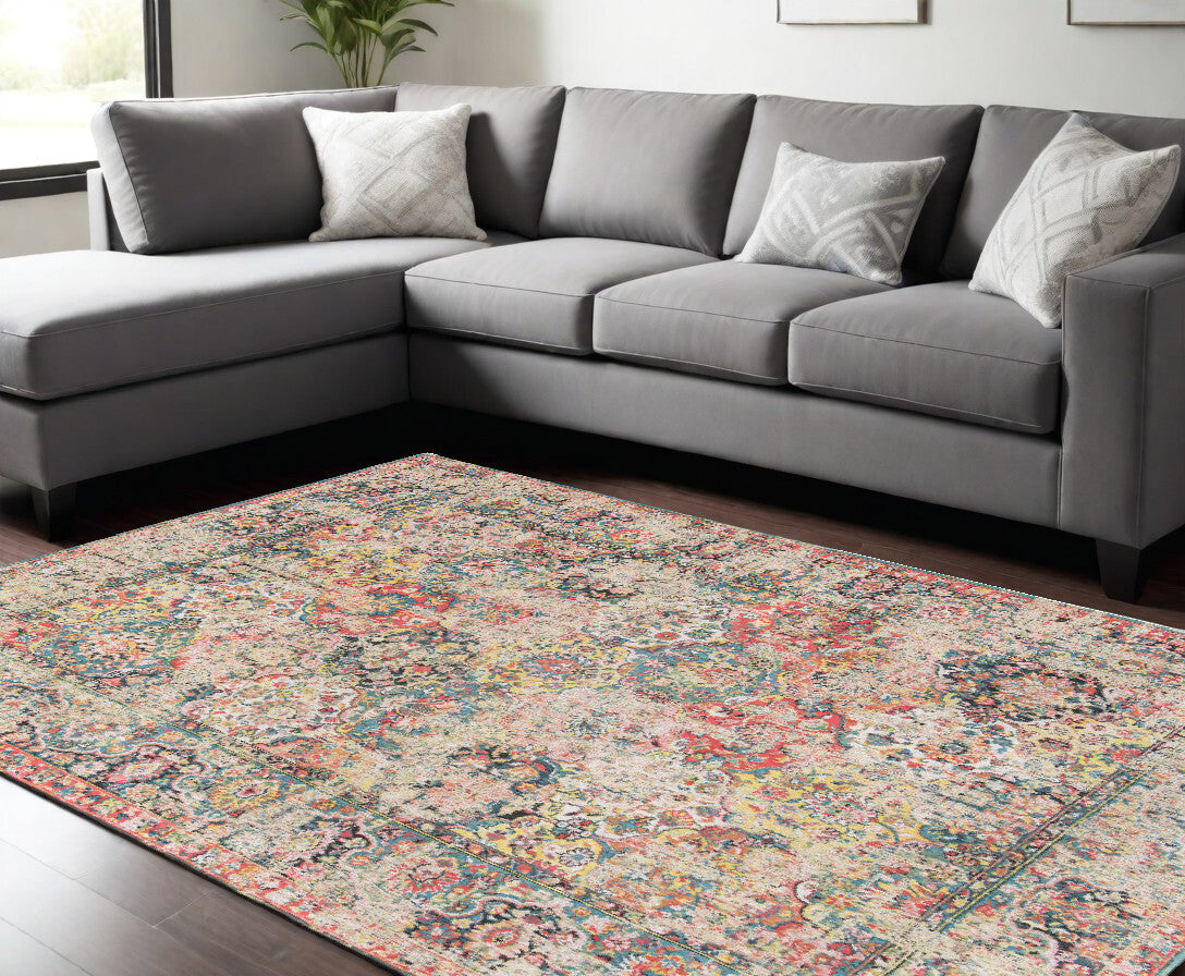 7' X 9' Red Oriental Non Skid Area Rug