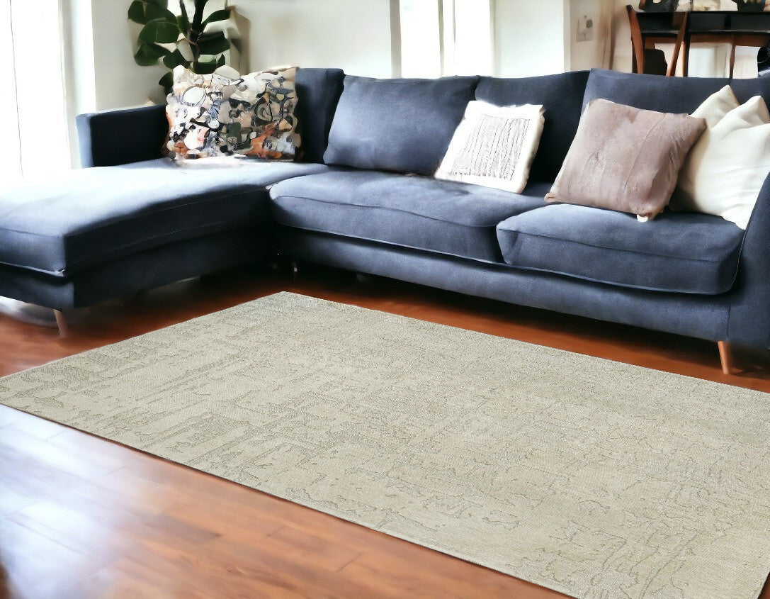 7' X 9' Gray and Beige Abstract Non Skid Area Rug