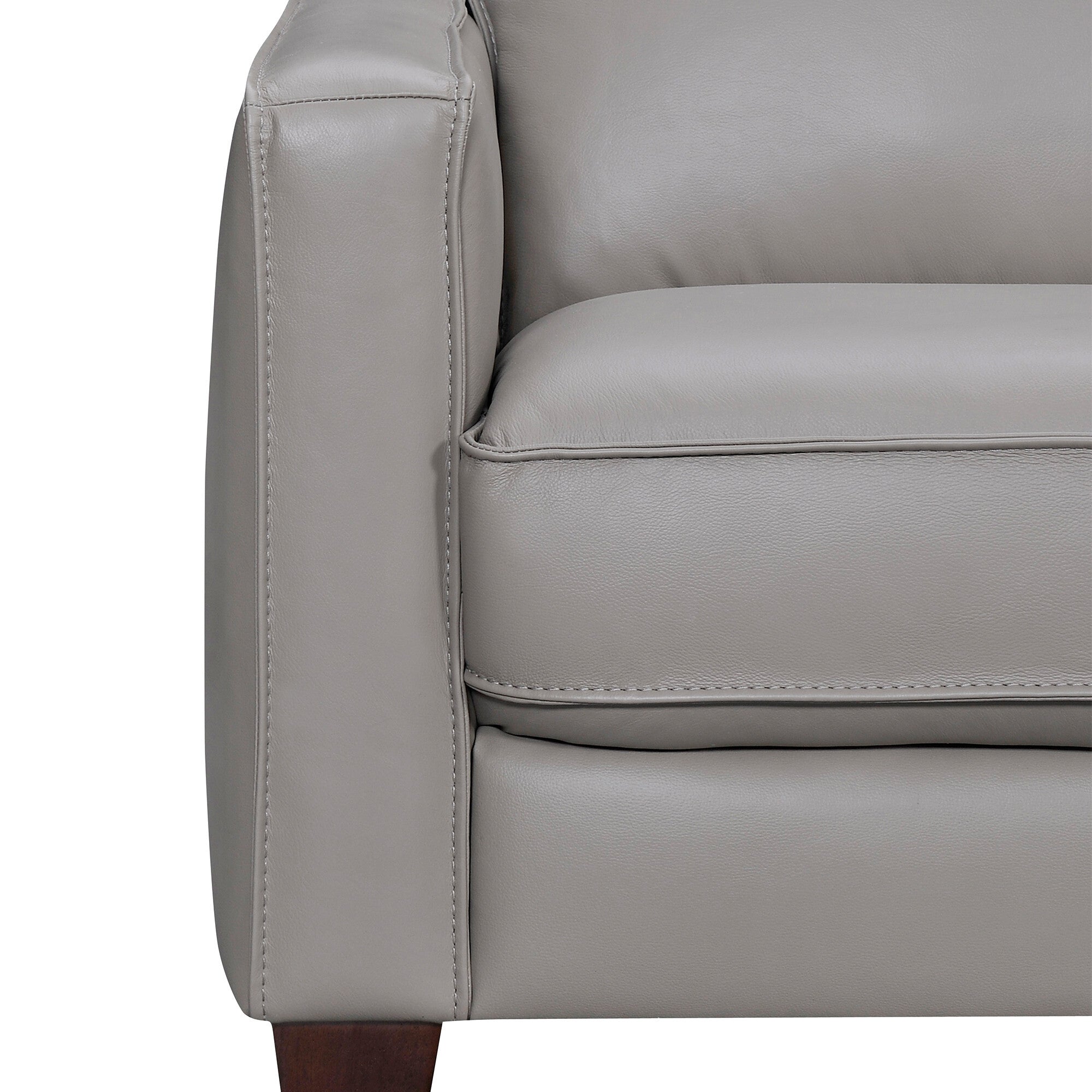 Gray Leather L Shaped Three Piece Corner Sectional