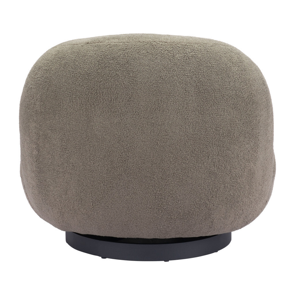 30" Khaki Green And Black Sherpa Slipper Chair