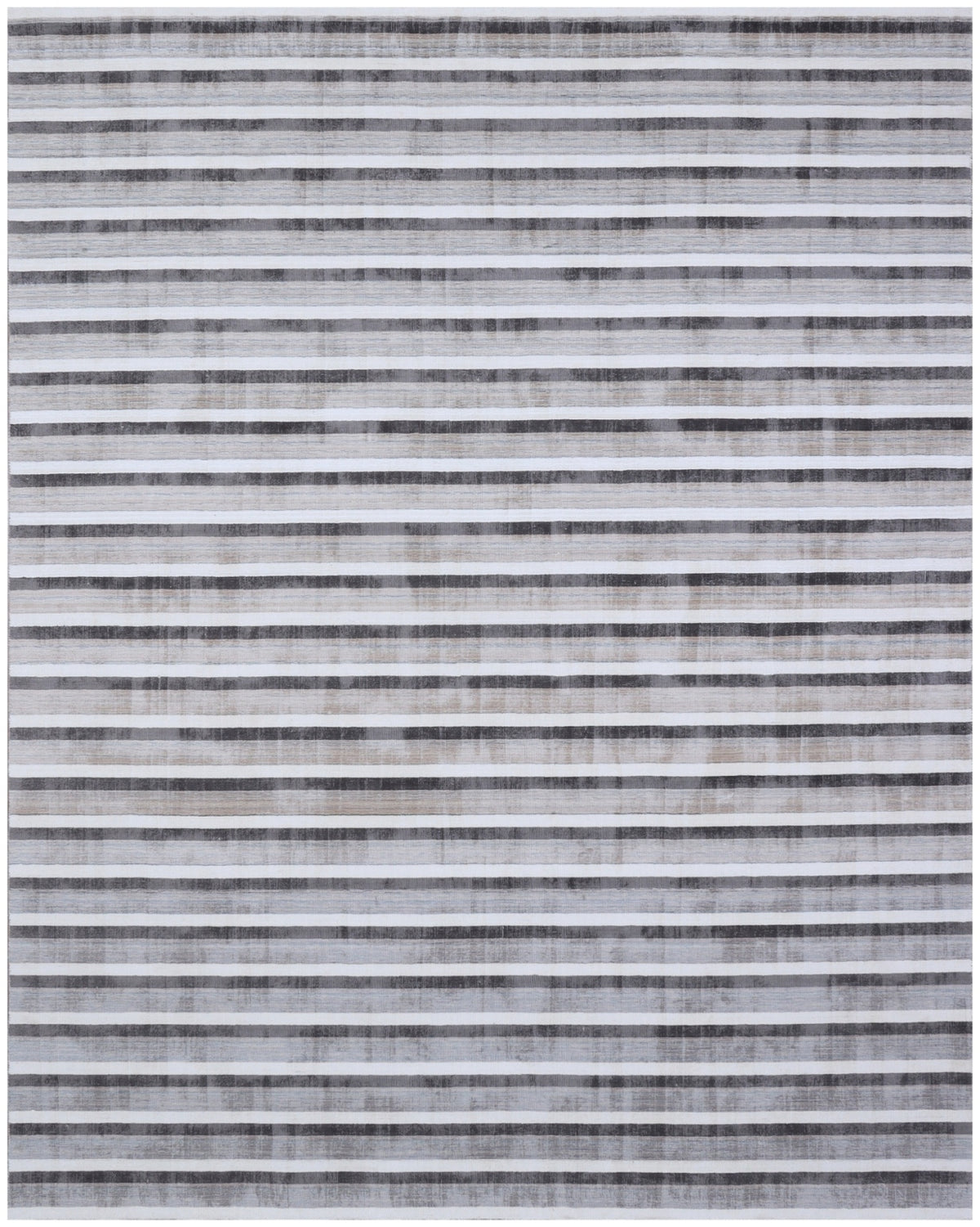 9' X 12' Brown and Ivory Striped Hand Loomed Area Rug