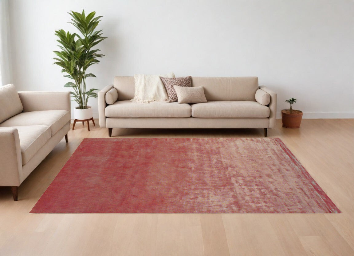 8' X 10' Red Chevron Hand Woven Area Rug