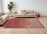 8' X 10' Red Chevron Hand Woven Area Rug