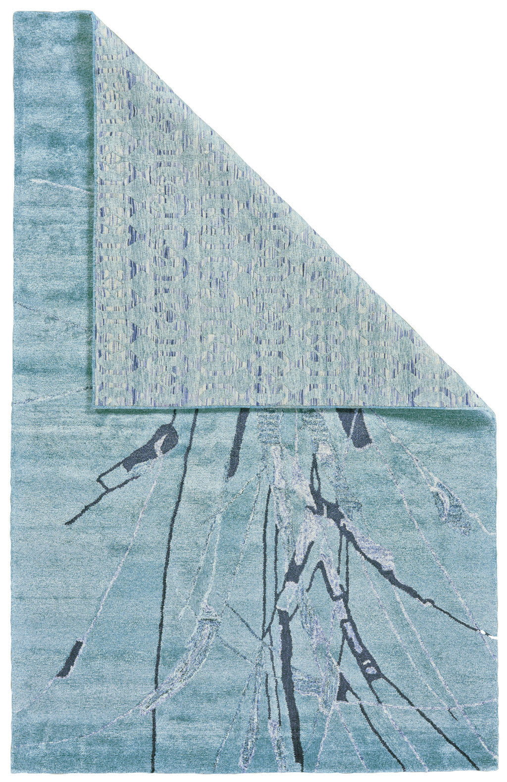 8' X 11' Blue and Gray Abstract Hand Tufted Area Rug
