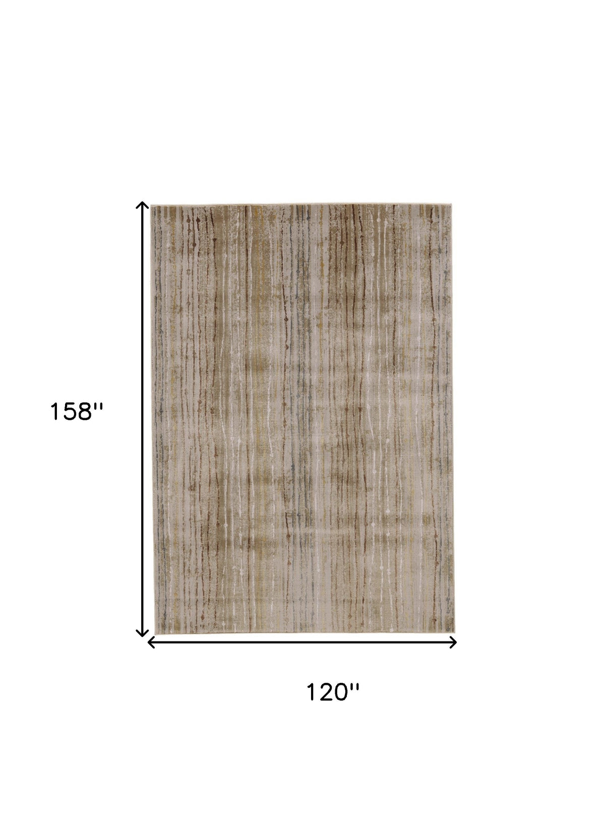 10' X 13' Brown and Tan Striped Power Loom Area Rug