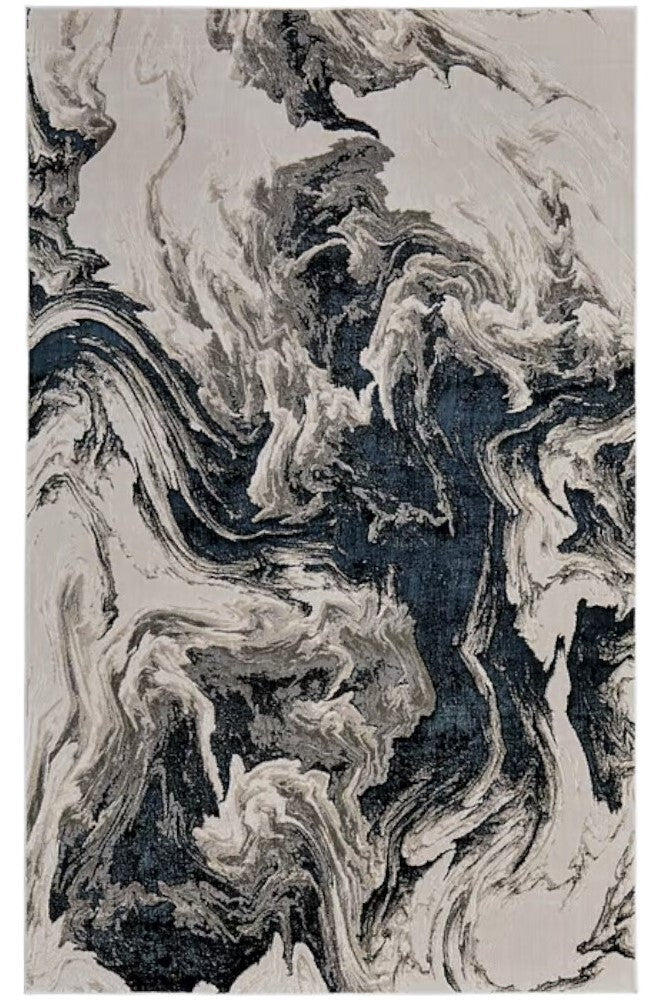 13' X 20' Ivory Black and Taupe Abstract Power Loom Area Rug
