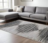 10' X 13' Black and Silver Geometric Power Loom Area Rug
