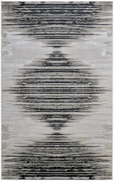 10' X 13' Black and Silver Geometric Power Loom Area Rug