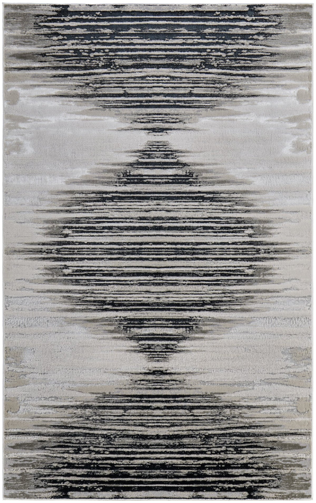 10' X 13' Black and Silver Geometric Power Loom Area Rug
