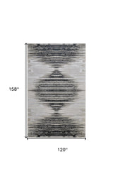 10' X 13' Black and Silver Geometric Power Loom Area Rug