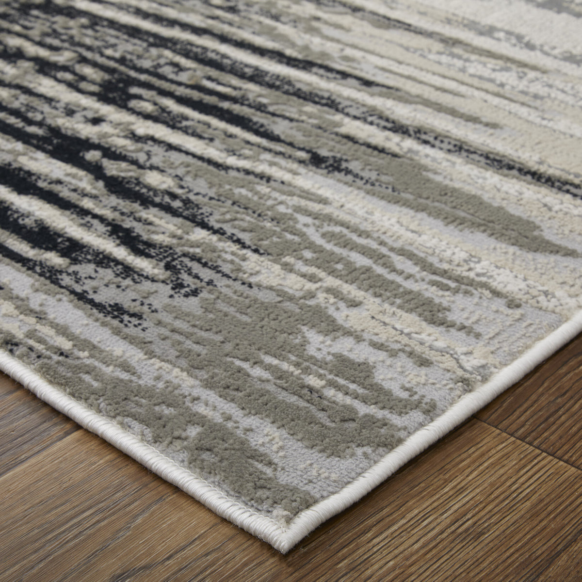10' X 13' Black and Silver Geometric Power Loom Area Rug