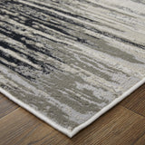 10' X 13' Black and Silver Geometric Power Loom Area Rug