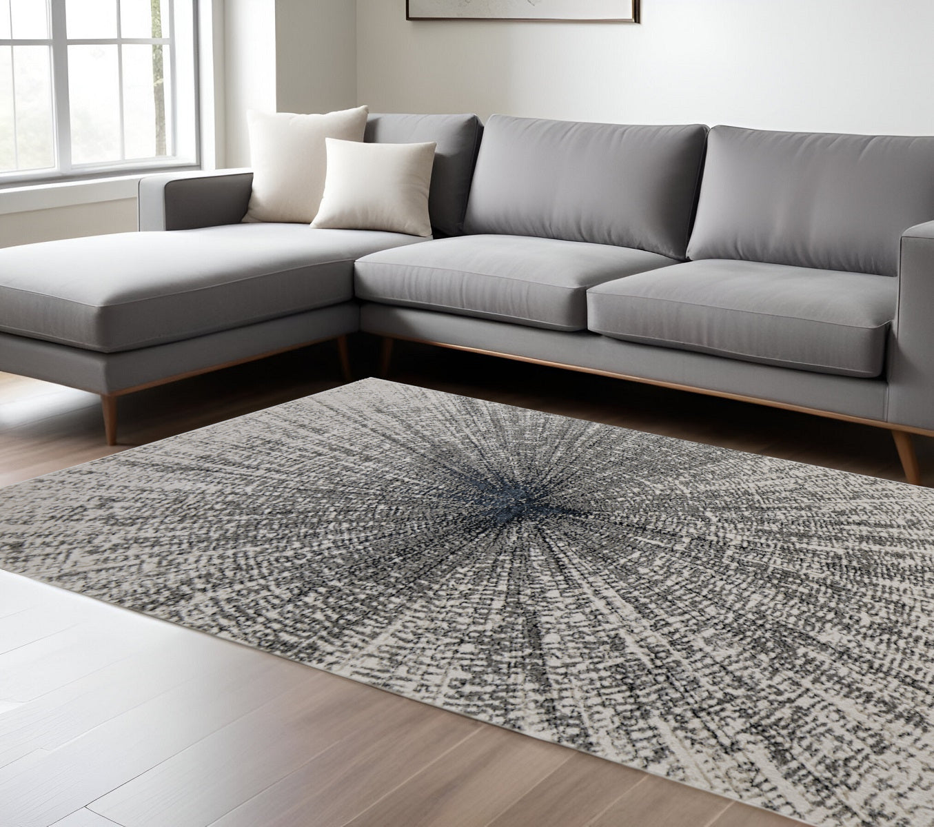 13' X 20' Gray and Ivory Abstract Power Loom Area Rug