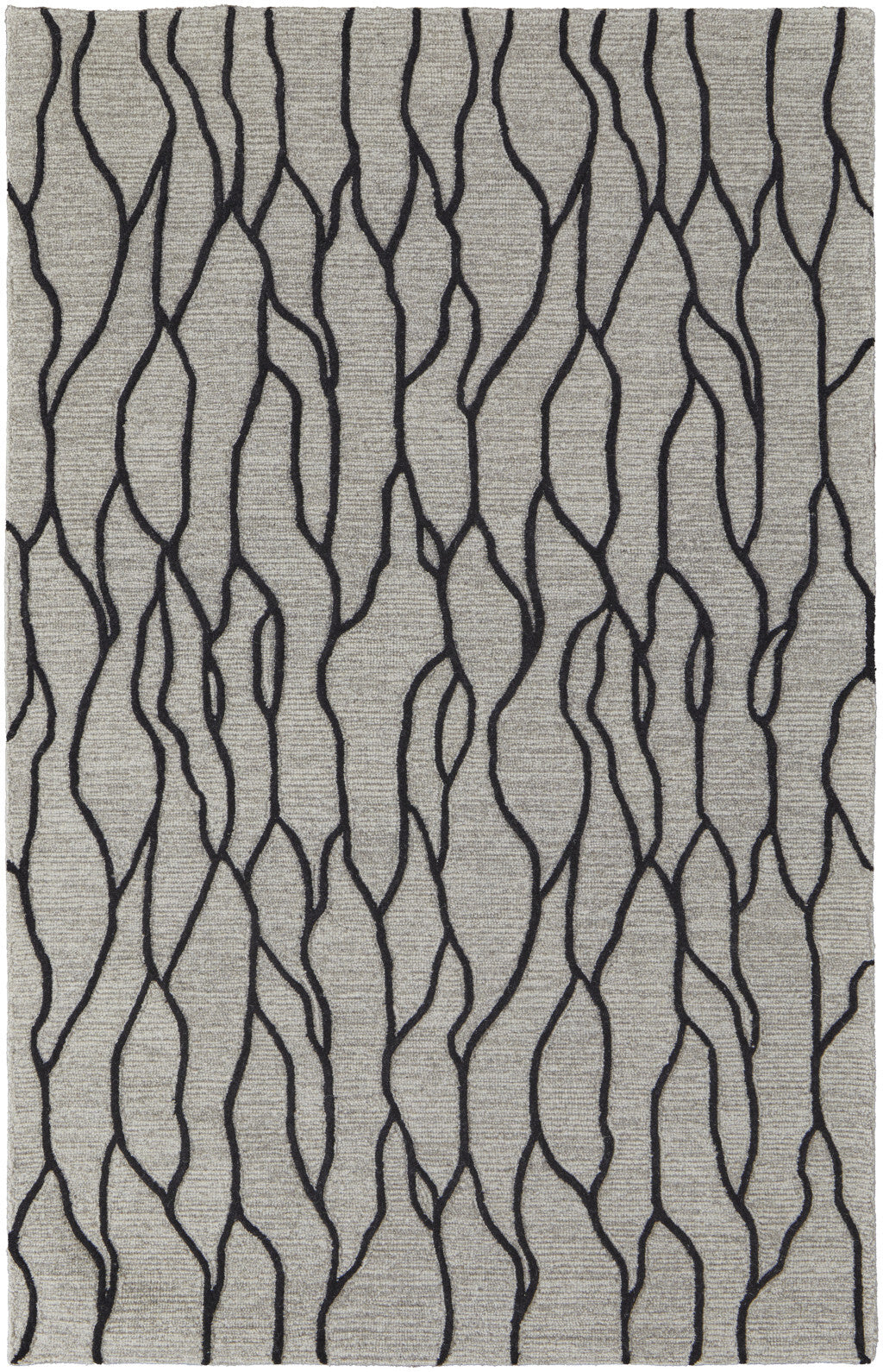12' X 15' Gray and Black Wool Abstract Hand Tufted Area Rug