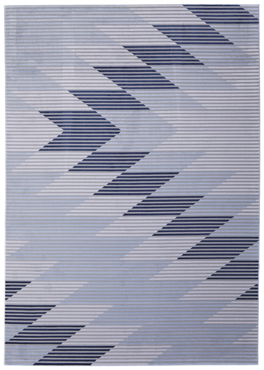 10' X 13' Blue White and Gray Geometric Power Loom Area Rug