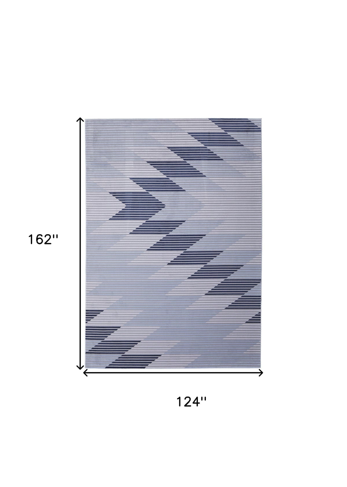 10' X 13' Blue White and Gray Geometric Power Loom Area Rug