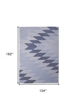 10' X 13' Blue White and Gray Geometric Power Loom Area Rug