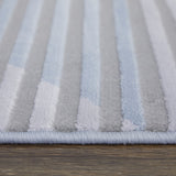 10' X 13' Blue White and Gray Geometric Power Loom Area Rug