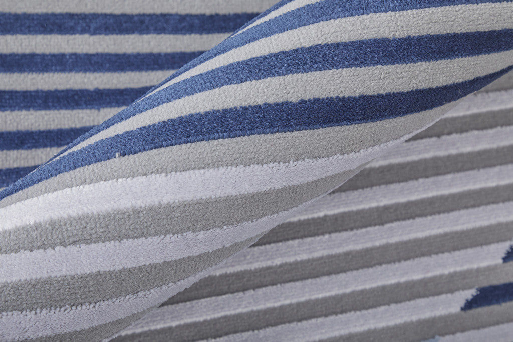 10' X 13' Blue White and Gray Geometric Power Loom Area Rug