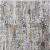 13' X 20' Gray Ivory and Gold Abstract Power Loom Area Rug With Fringe
