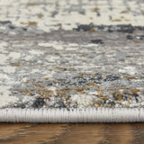 13' X 20' Gray Ivory and Gold Abstract Power Loom Area Rug With Fringe
