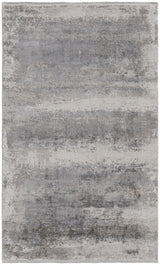 13' X 20' Gray Abstract Power Loom Area Rug With Fringe