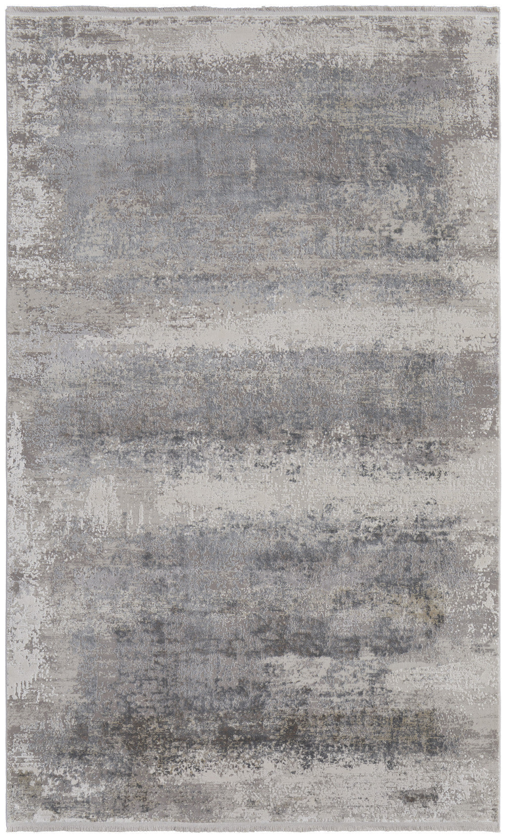 13' X 20' Gray Abstract Power Loom Area Rug With Fringe