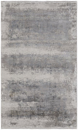 13' X 20' Gray Abstract Power Loom Area Rug With Fringe