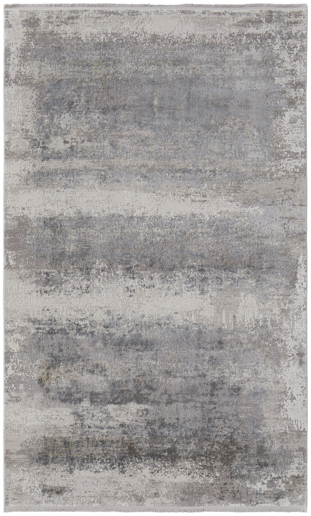 13' X 20' Gray Abstract Power Loom Area Rug With Fringe