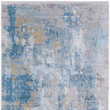 10' X 13' Blue Gold and Gray Abstract Power Loom Area Rug With Fringe