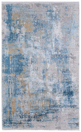 13' X 20' Blue Gold and Gray Abstract Power Loom Area Rug With Fringe