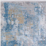 13' X 20' Blue Gold and Gray Abstract Power Loom Area Rug With Fringe